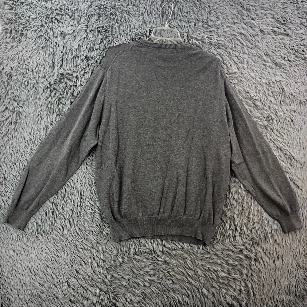 Geoffrey Beene Sweater XL Cashmere Cotton Gray Diamond Crew Neck Long Sleeve